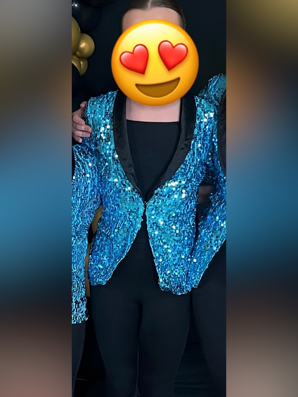 Blue Sequin Blazer with Black Satin Lapel